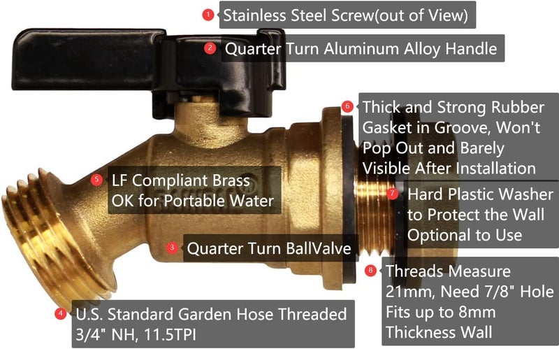 RAINPAL RBS005 Brass Water Container/Rain Barrel Quarter Turn Spigot(LF Compliant, For OPEN TOP BARRELS) - Image 3